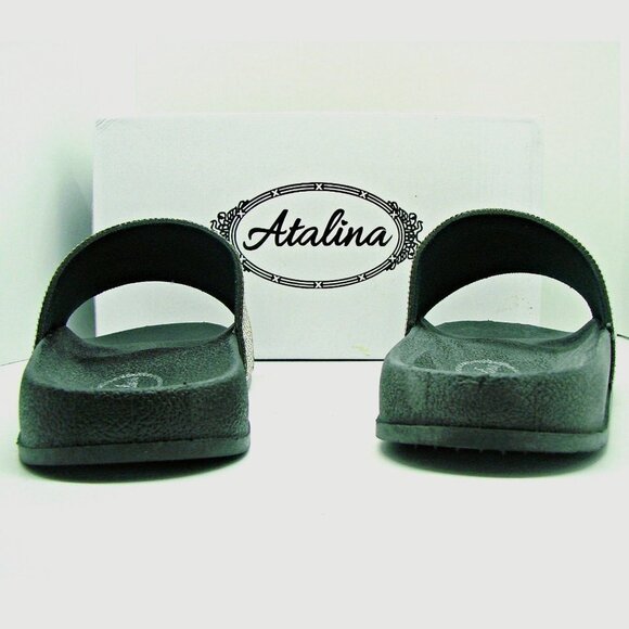 Atalina Women's Slides Rhinestone Glitter Slip Ons - Picture 4 of 11